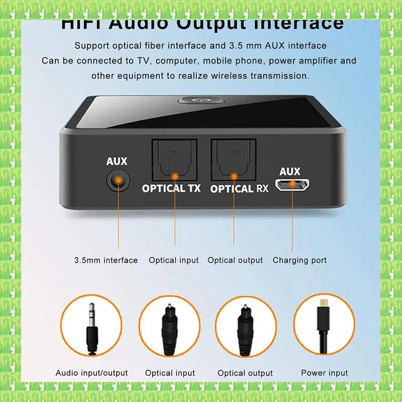 

Bluetooth 5.0 Transmitter Receiver Wireless Transmitter Receiver TV Speaker 3.5Mm AUX Optical Adapter Audio For TV Car
