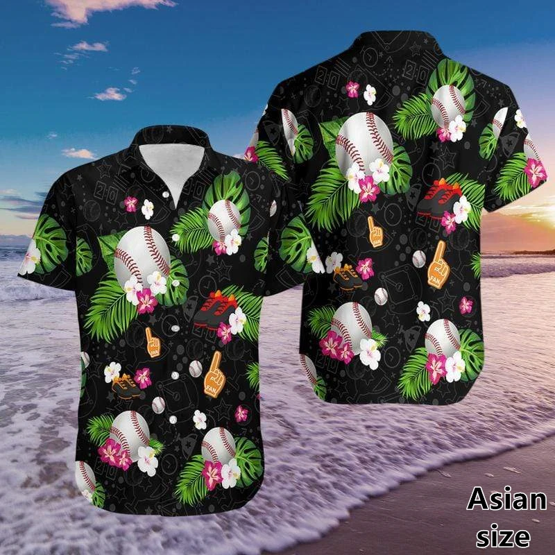 Fashion Hawaiian Shirt Men Women 3D Print Baseball Sport Graphic Shirt Retro Lapel Button Short Sleeve Tops Men Ball Team Blouse