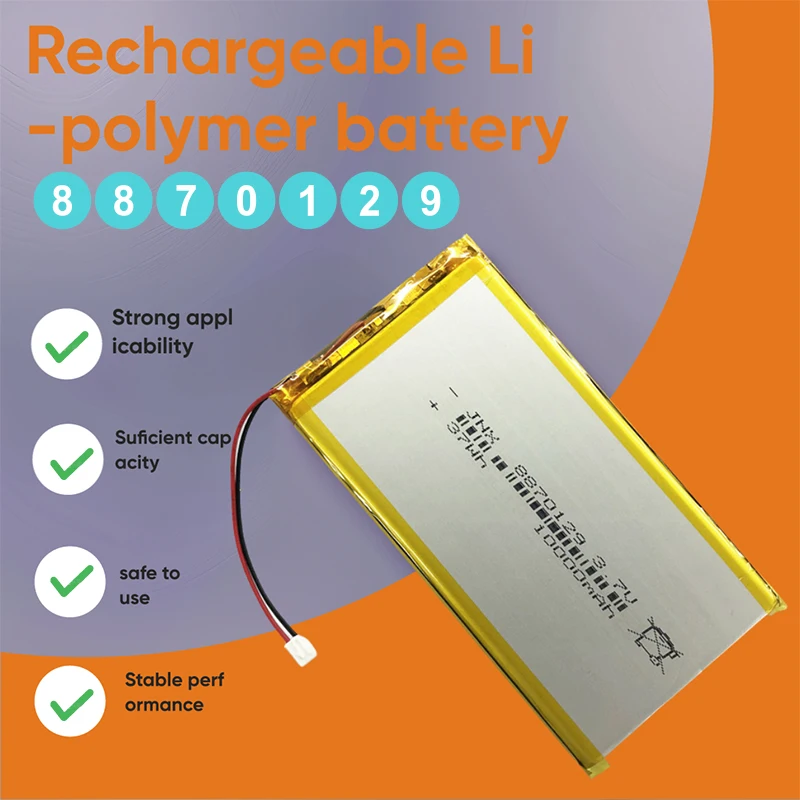 8870129 DIY Li-polymer Battery 3.7V 10000mAh Rechargeable Battery for Bluetooth Speaker Power Bank Tablet Replacement Battery