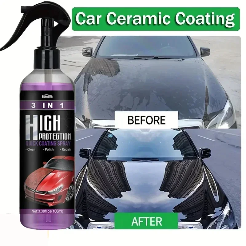 

3 In 1 Rapid Ceramic Coating Fortify Car Wax Polish Spray Hydrophobic Intense Gloss Shine For Glass&Wheels&Paint Sealant Detail