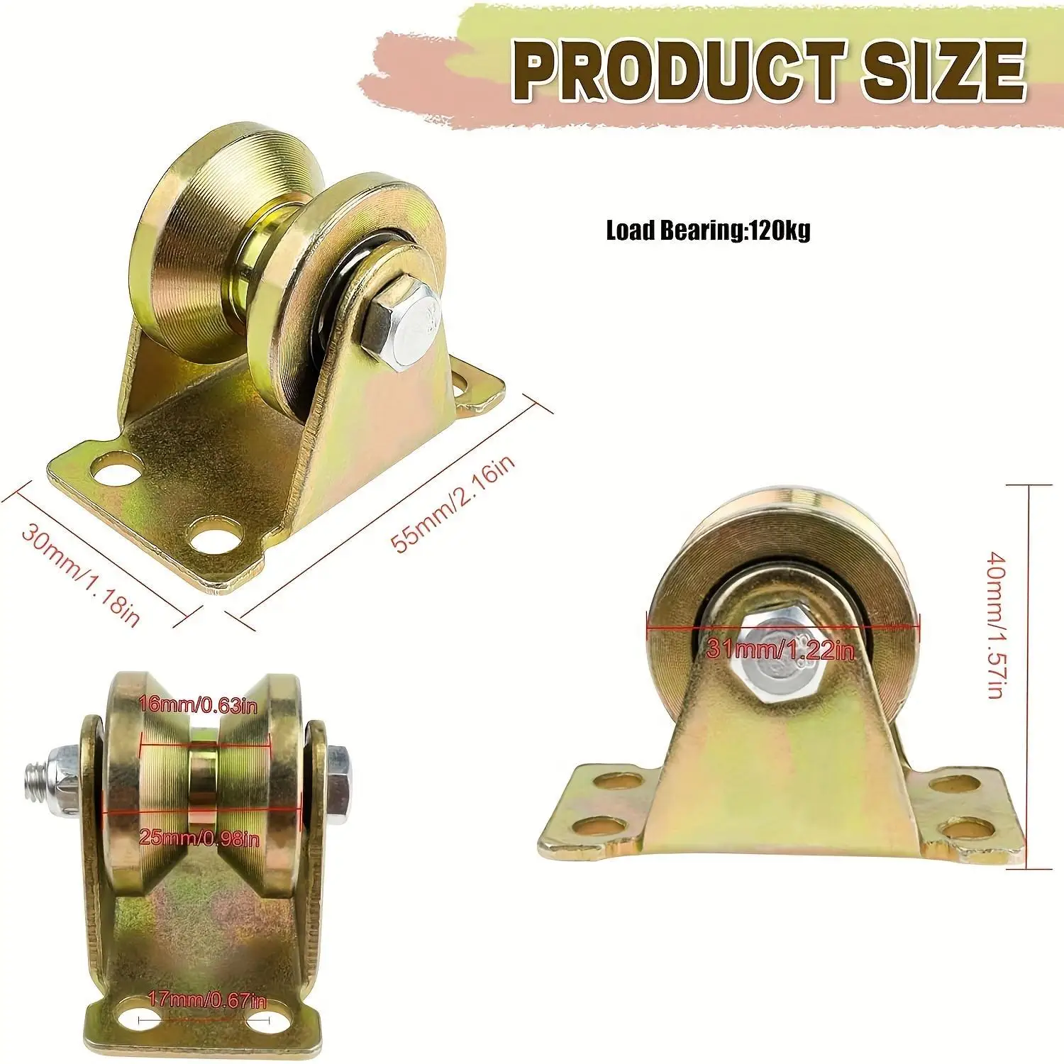 6pcs Heavy-Duty Cable Pulley And V-Groove Wheel Sliding Door Roller Kit, Suitable for Installation And Reversal Track