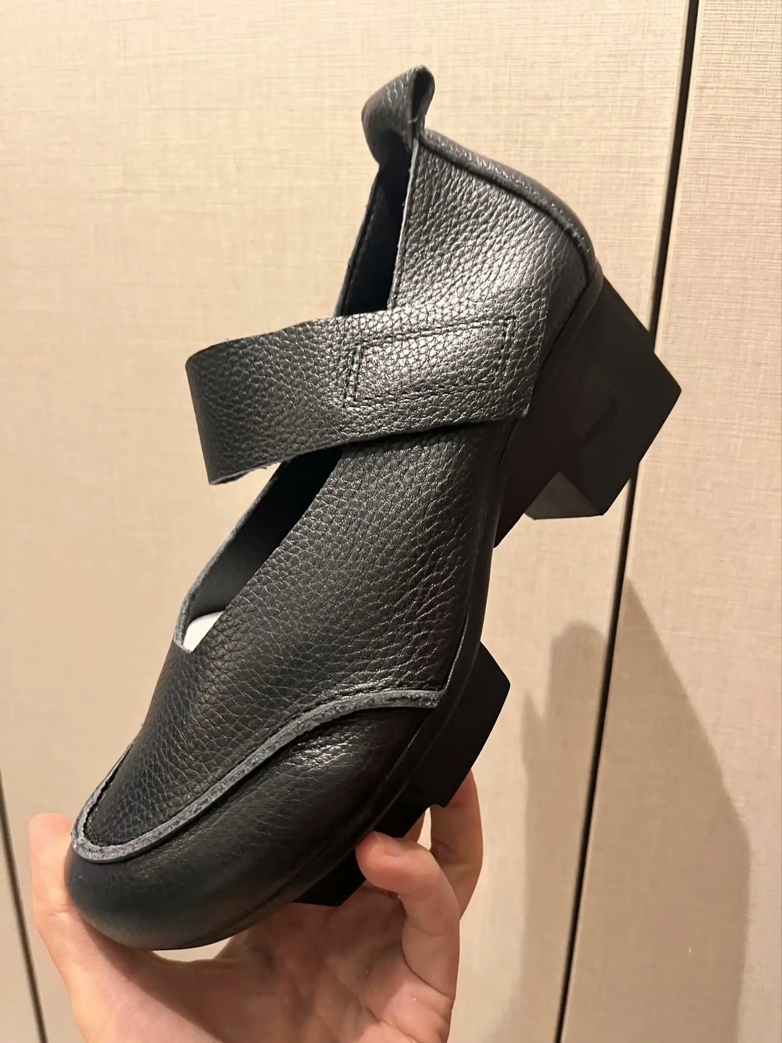 Birkuir Retro Thick Heel Women Shoes Hook Loop Mary Jane Loafers Luxury 5 cm Pumps Genuine Leather Sewn Square Heel Single Shoes