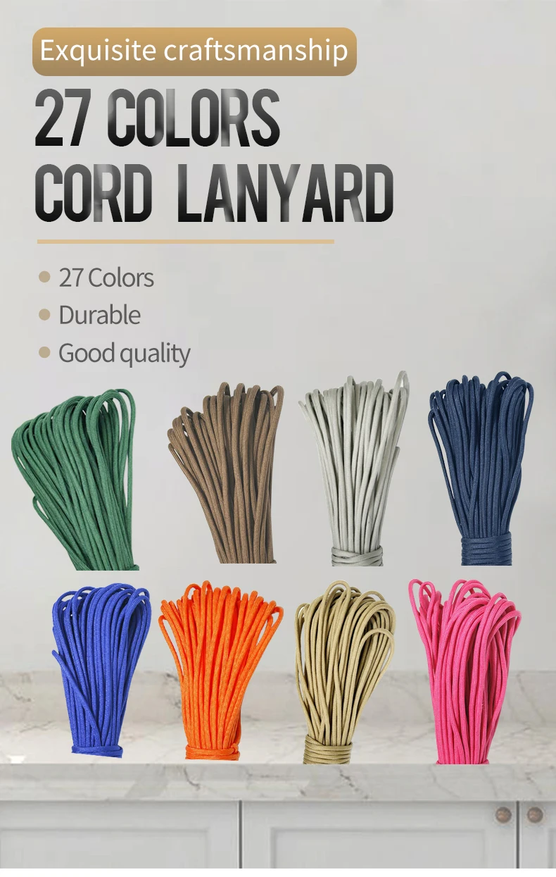 1 Stück 550 Paracord Fallschirmschnur Lanyard Mil Spec Typ III 7 Strang Kern 100 FT 27 Farben zum Klettern Camping Schnalle Armband – Detail 1