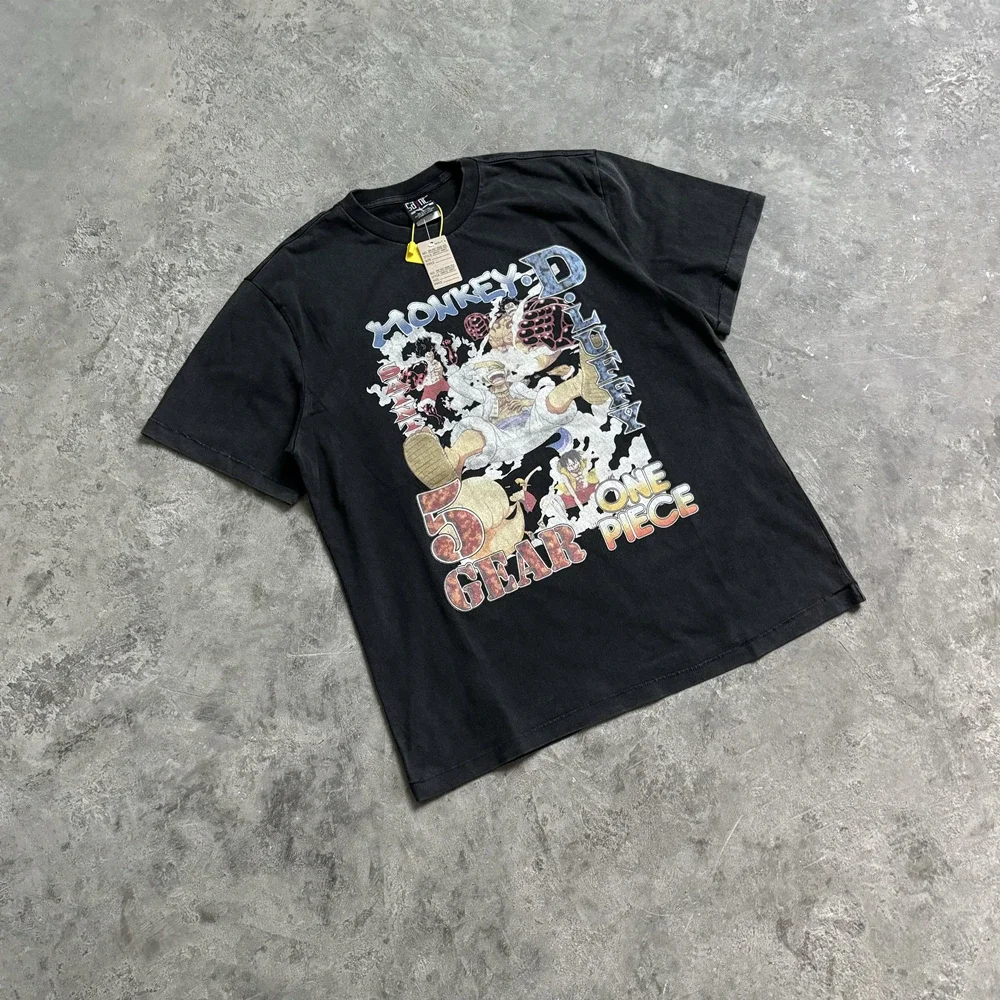 

Yao модная Классическая винтажная мужская одежда оверсайз с изображением св. Майкла с аниме графическим принтом, свободная футболка в стиле Харадзюку для мужчин