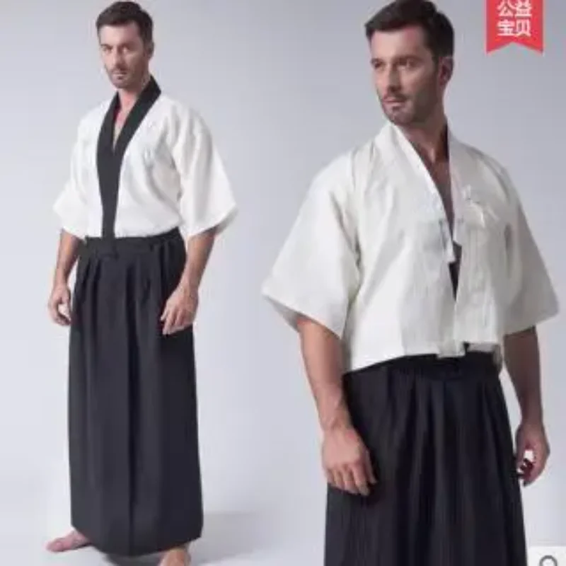 Samurai Kimono japonés tradicional hombres tela escenario Cosplay traje Vintage