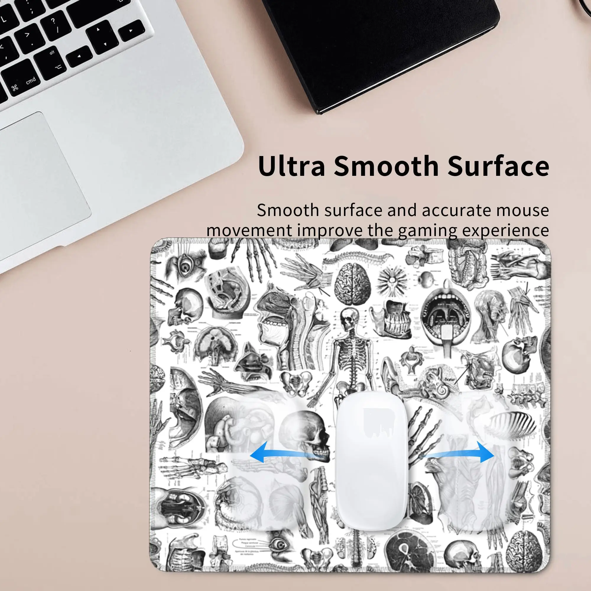 人体解剖学ホワイトプリントマウスパッドコンピュータキーボードマウスマットゲーマーPCラップトップデスクマットオフィスアクセサリーテーブルマット