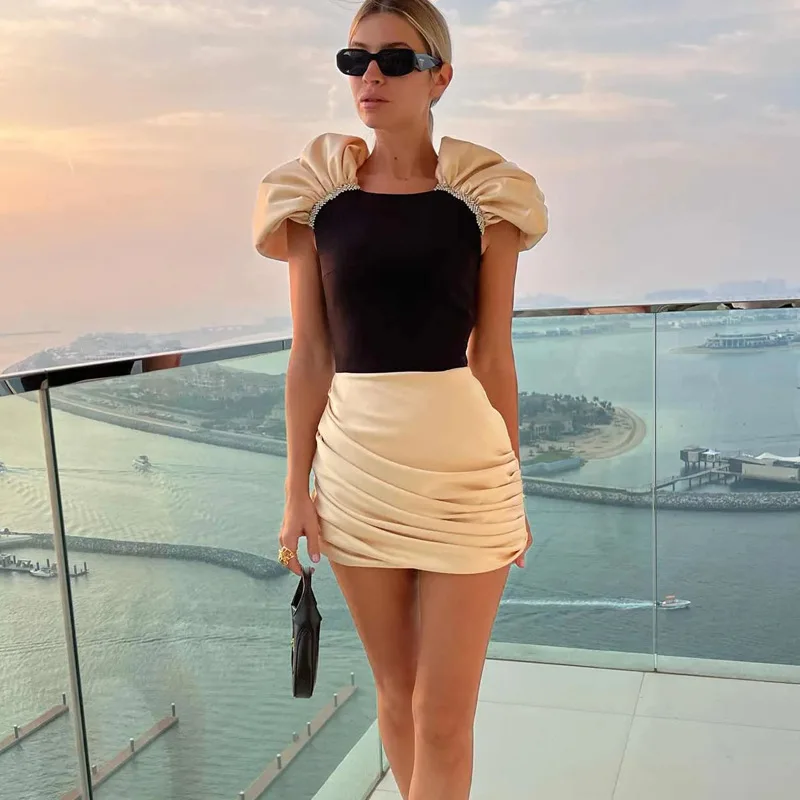 Women's Elegant Luxury Evening Dress  Birthday Party Outfits Womens Prom Gown Sexy Puff Sleeve Short Dress 2025 spring New