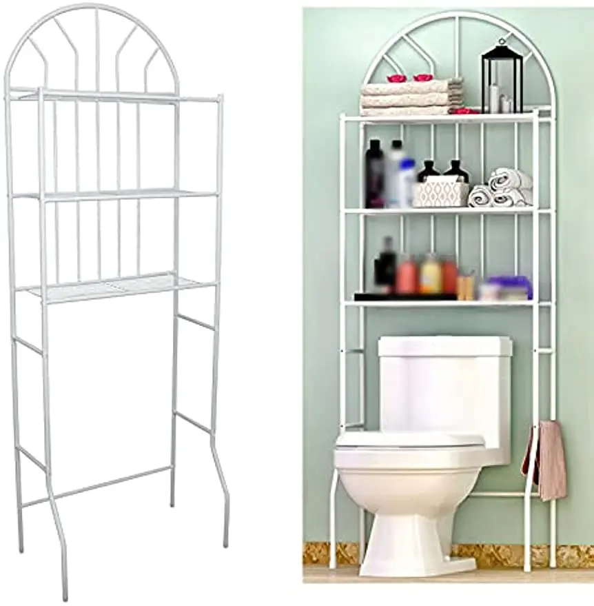 3 Shelf Bathroom Rack, Metal Over Toilet Bathroom Shelf, Toilet Rack Bathroom Corner Stand Storage Organizer Accessories