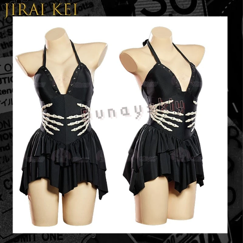 

Gothic Bone Print Two-Piece Swimsuit Cosplay Swimwear Feminine Dark Aesthetic Y2k Gothic Dress Cosplay Costume Women Dark Cross