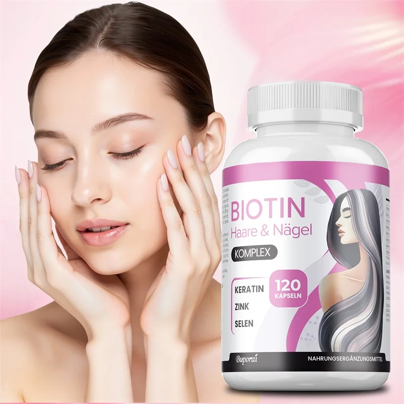 

120pcs Biotin Capsules for Hair Nails Health Brightens Skin Promotes Metabolism & Nervous System Biotin Supplement for Men Women