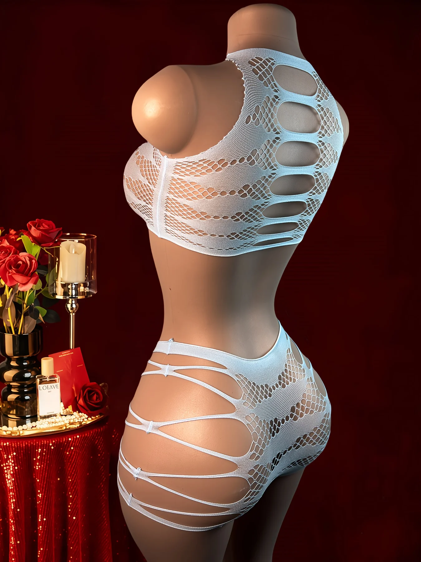 One-piece set, excluding bra, tearable openwork two-piece outfit, fresh and alluring, perfect for an intimate night.