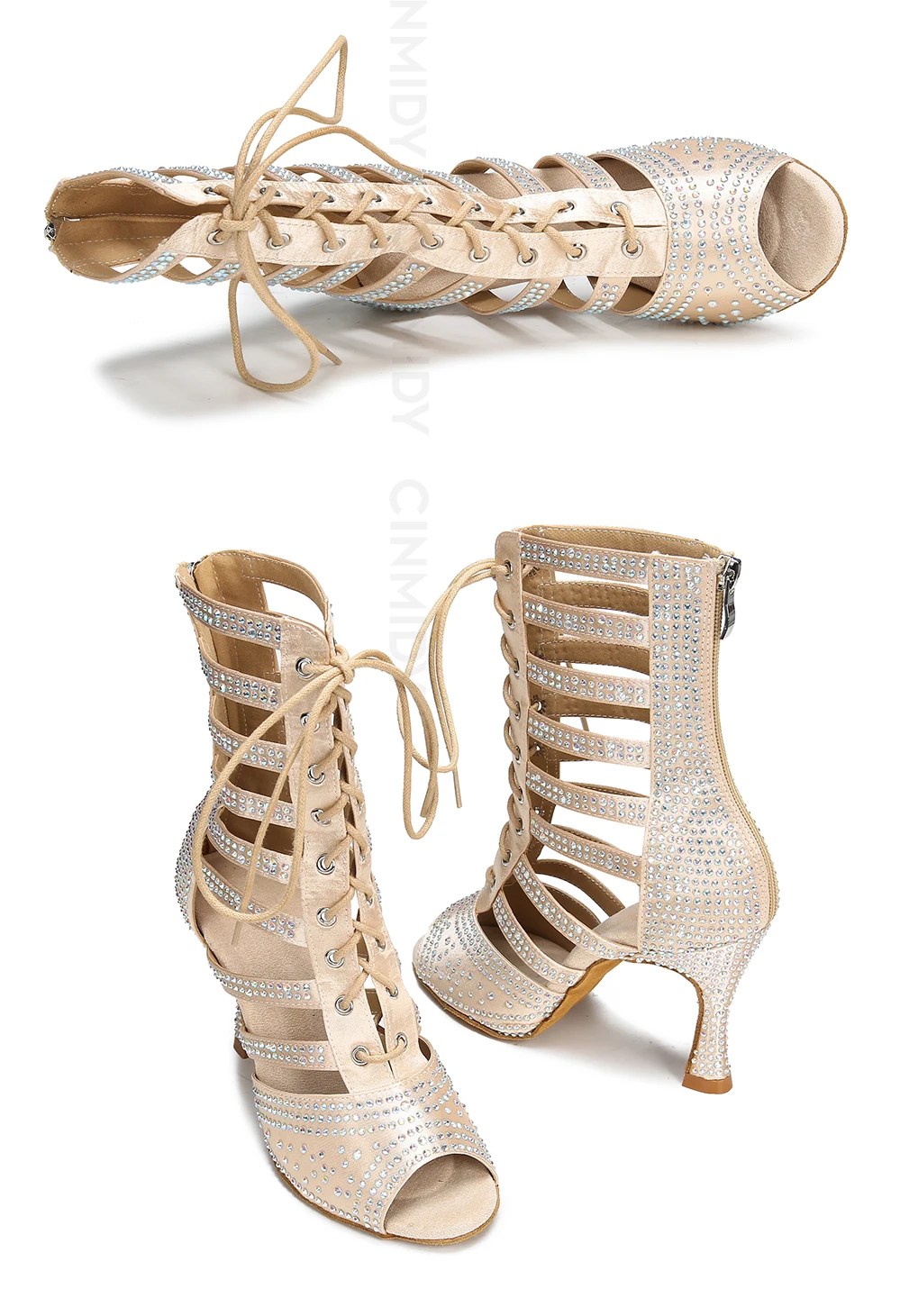 CINMIDY Damen High-Top-Latin-Tanzschuhe, Ballroom-Tanzstiefel, Pole-Dance-Stiefel, Jazz-Party-Tanzstiefel, schwarze Performance-Schuhe – Detail 17