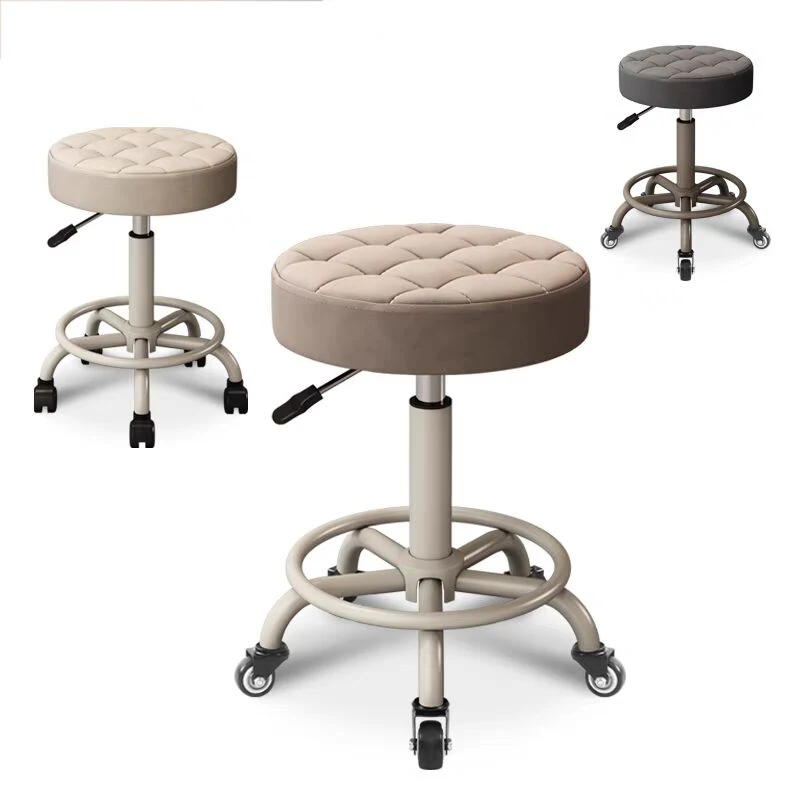 Hairdress Beauty Round Stool Barber Salon Chairs Makeup Work Chair Office Desk Stool With Wheels Swivel Lifting Stools Furniture