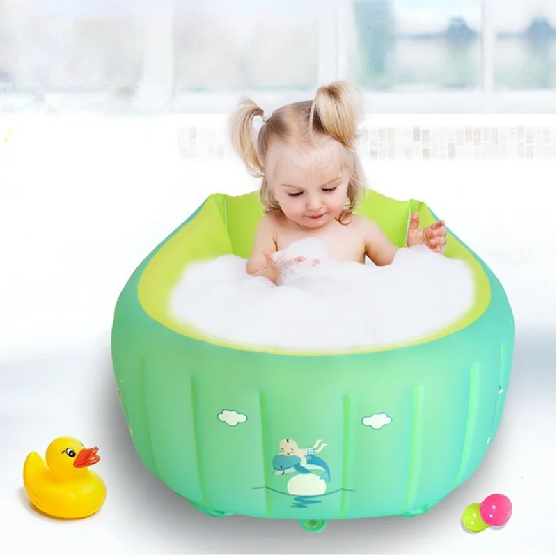 Inflatable Baby Bathtub Folding Bubble Tub Newborn Thickened Portable Swimming Pool 75x50x25cm Baby Bath Accessories