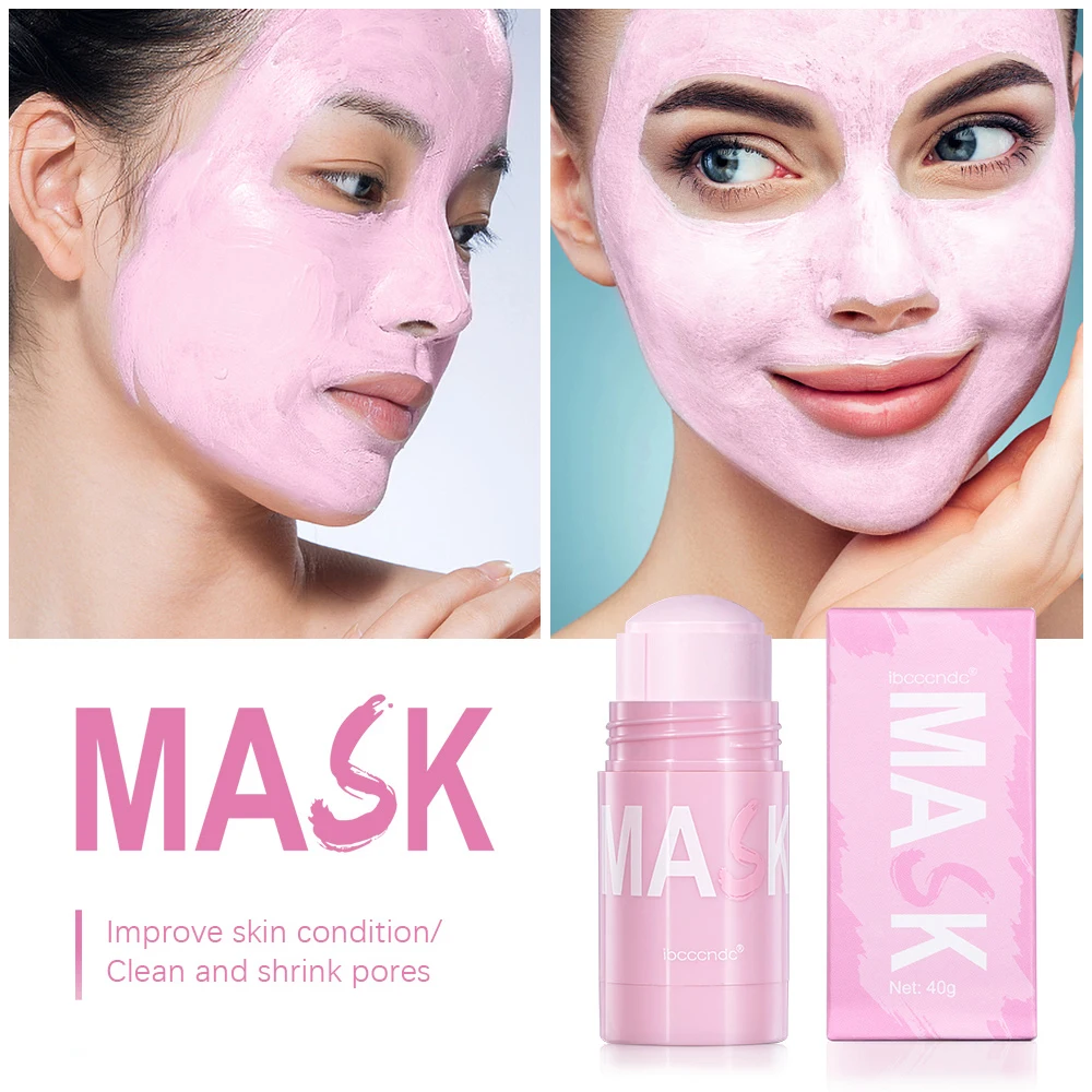 

40g Natural Rose Extract Mud Mask Stick Face Blackheads Acne Remover Oil Control Gentle Facial Cleansing Solid Mask