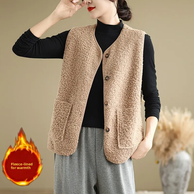 Autumn Winter Loose Lightweight Warmth Sleeveless Large Size Vest Forest System Quality Shoulder Coat Women's Jacket