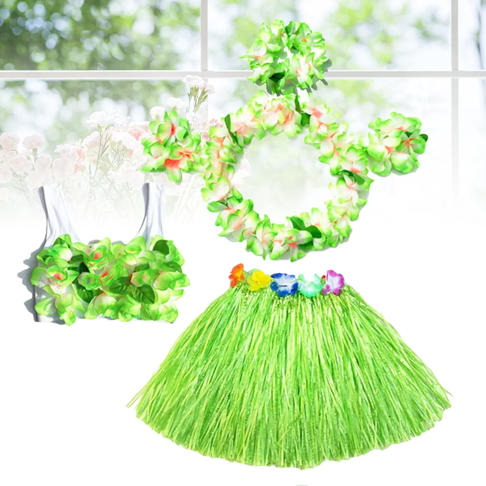 

6 Pcs Girls Headbands Costumes Tropical Hula Dance Skirt Banquet Hawaii Clothes for Women