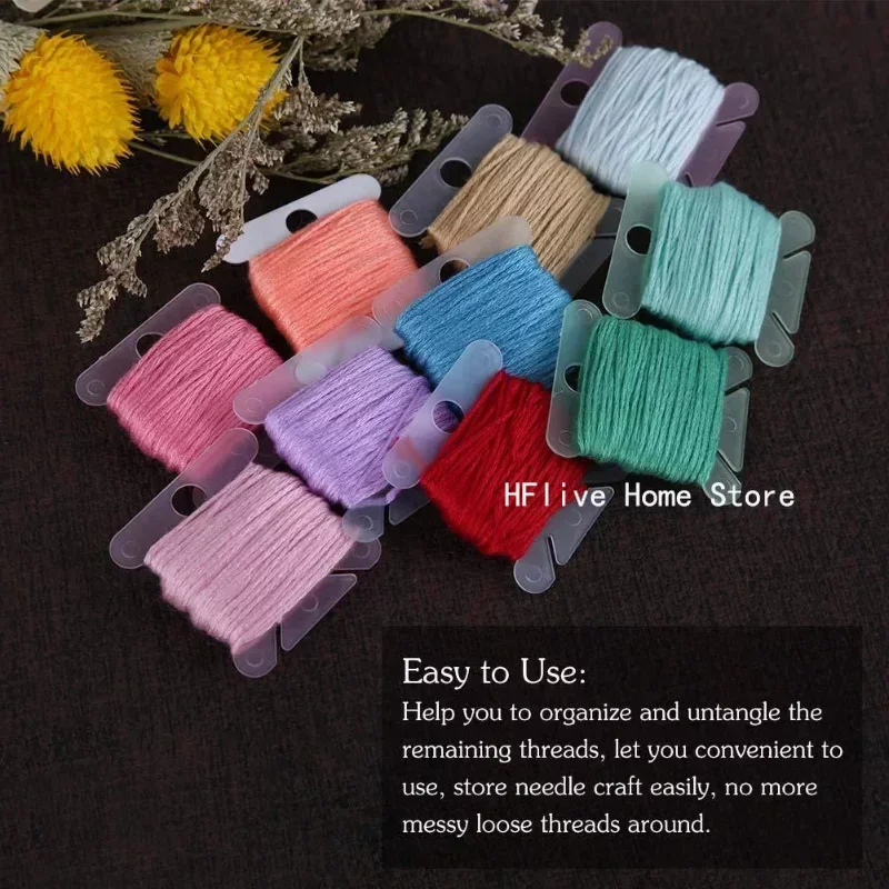 20pcs/lot Plastic Bobbins Sewing Thread Organizer Holder Embroidery Floss Storage Card DIY Craft Cross Stitch Sewing Accessories