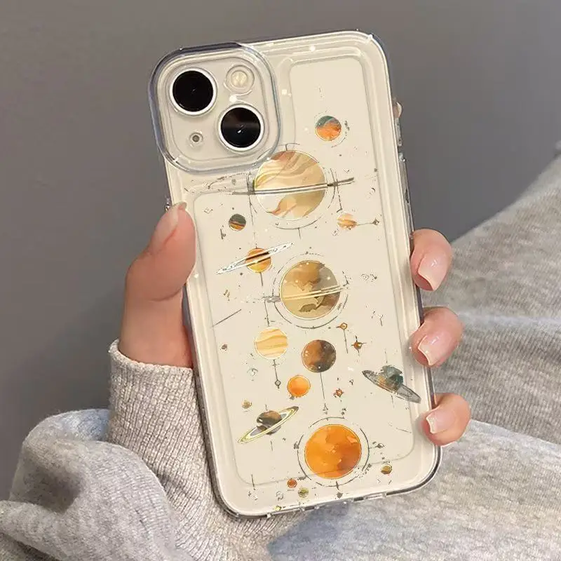 حافظة هاتف شفافة من Star Universe مناسبة لهاتف iPhone 16 15 14 13 12 11 Pro/ Max/Plus غطاء خلفي مقاوم للصدمات