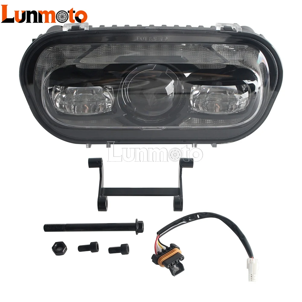 Front LED Projector Headlight High Low Beam DRL Replace Lamp Waterproof For Harley Dyna Fat Bob FXDF 2008‑2019 E‑Mark Certified