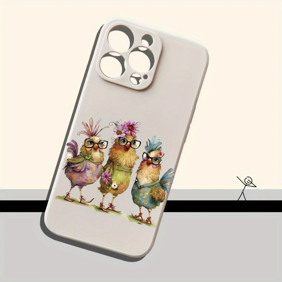 Guscio morbido premium con motivo famiglia di polli creativi alla moda per iPhone16 15 14 13 12Promax