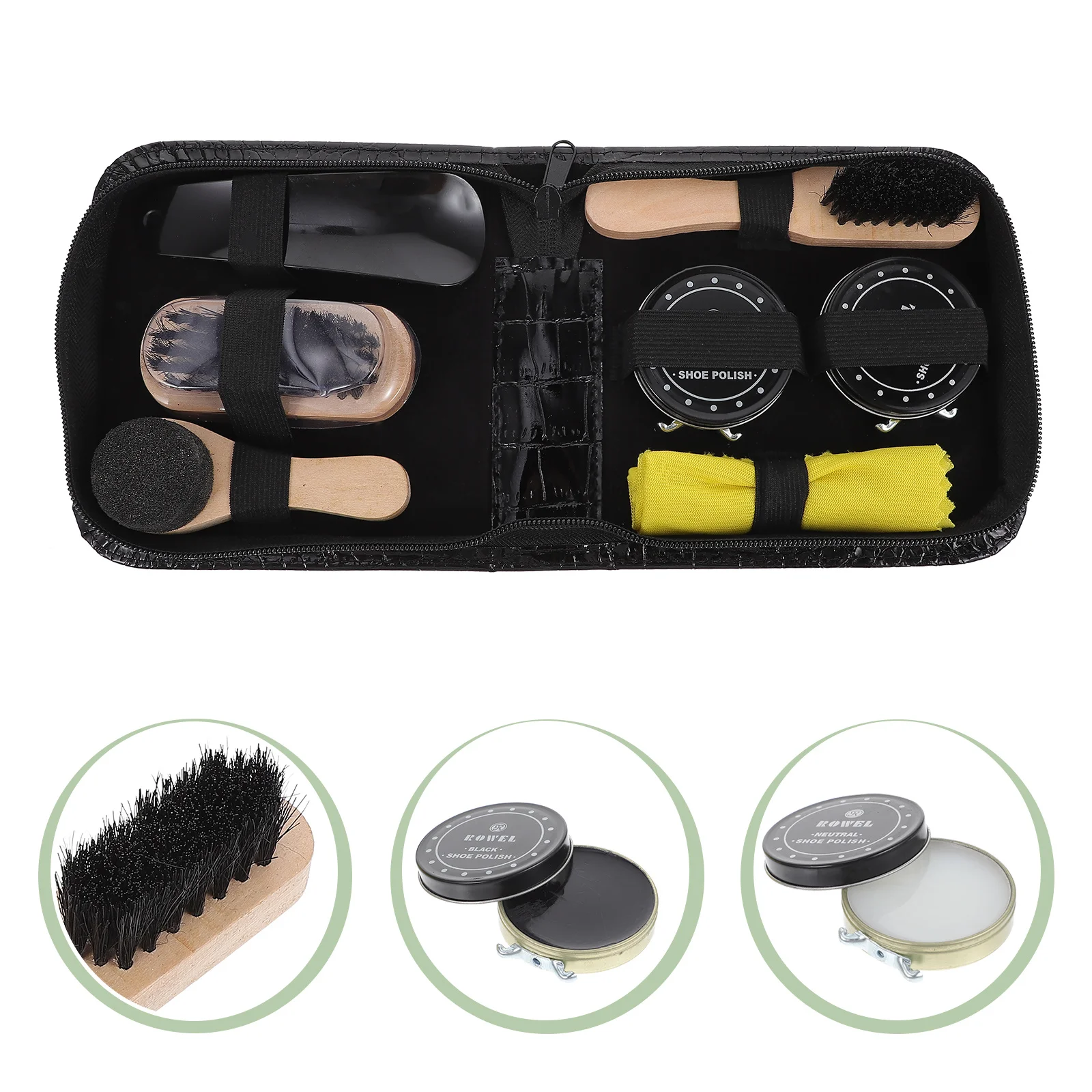 

Care Kit Lightweight Portable Shoe Cleaning Brush Cream Set For Men Women Light Brown Bristle Brush Shoe Polish Tool