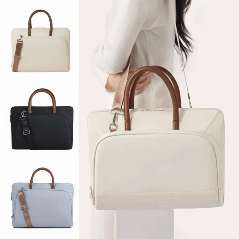 Shoulder Strap Business Laptop Bag Briefcase Solid Color Portable Laptop Bags Simple with Handle Laptop Shoulder Bag Travel