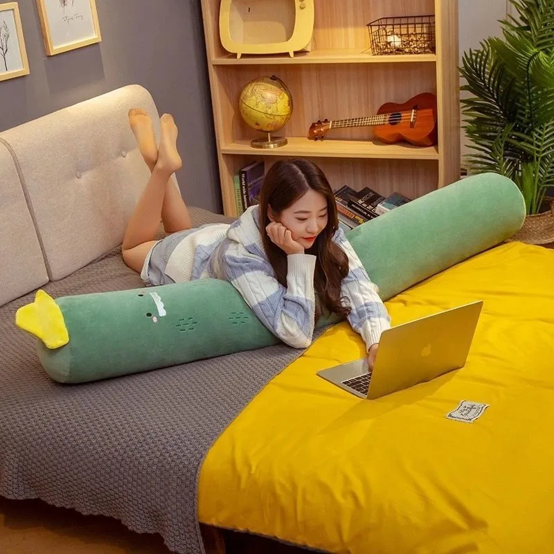 Cute Long Pillows Removable and Washable Columns Soft and Comfortable Simple Double Pillows Solid Color Printed Cushions