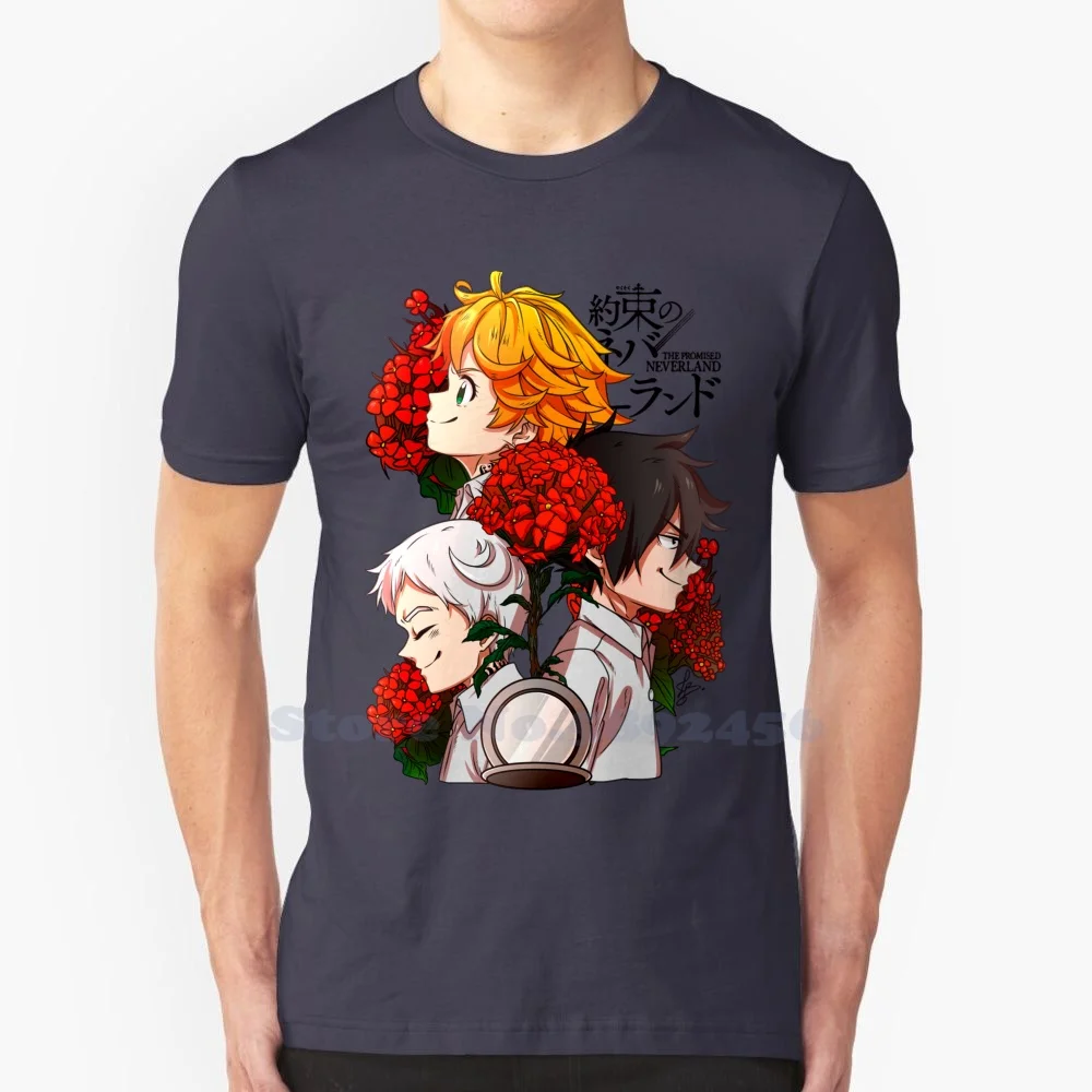 Camiseta de algodón puro con estampado de The Promised Neverland-Hope, camisa 100% de Manga de Anime, Emma Ray, Freddy, Shonen, Jump, Monsters, Farm, Human, Isabella