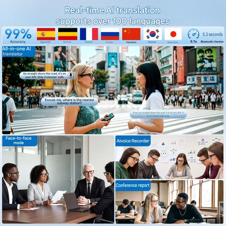 AI Smart Glasses with ChatGPT Real-Time Translation 1300W Camera AI Comic Diary Generator 40g Ultra-Light Long Battery Life view 8