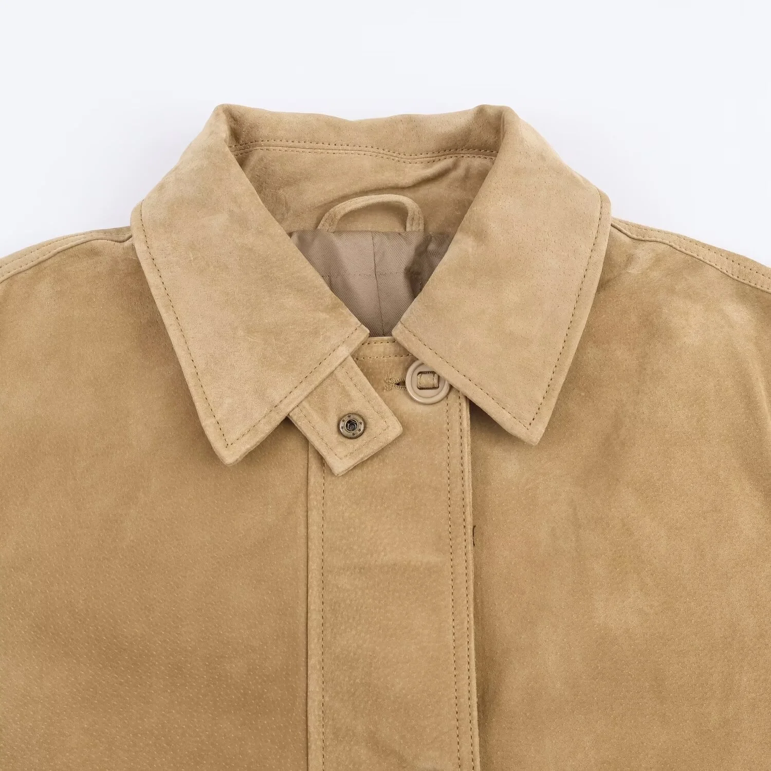 JNLEAOG Autunno delle Nuove Donne Faion Velluto Pelle Jaet Vento Sli Quali Tuta Sportiva Poliestere Lungo Chiusura con Bottone