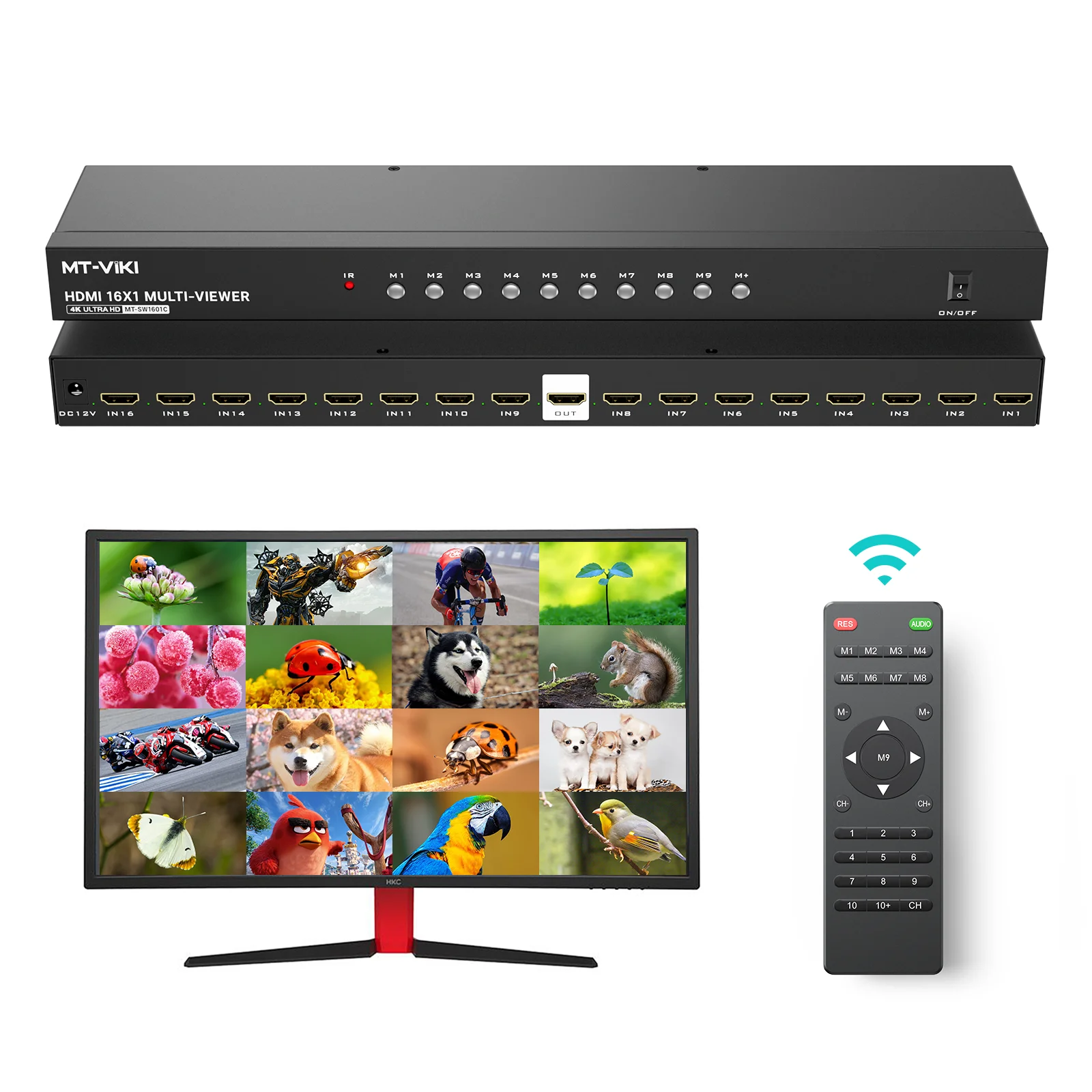 4K30Hz HDMI Seamless Switcher 16 In 1 Out HDMI Multiviewer 16x1 With IR