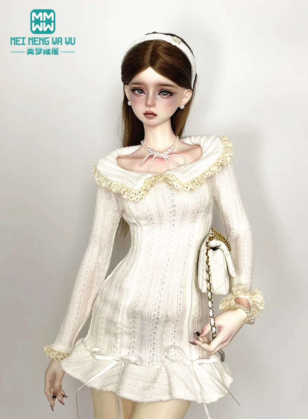 Fits 43-60cm 1/3 1/4 DD SD MSD Doll fashion knitted dress, available in pink blue gray black white