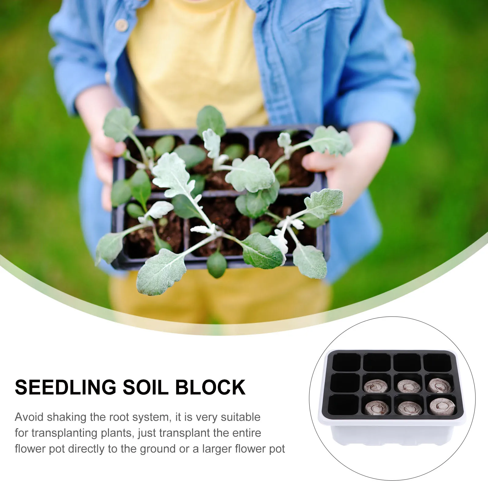 

12Pcs Nursery Box Kit with 12 Hole Soil Block Starter Tray for Garden Planting Germination Growing Reusable Transplant