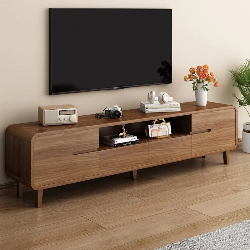 

TV cabinet living room household simple modern floor small apartment coffee table combination rounded corners 2024 new TV