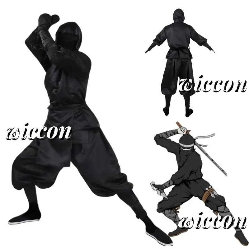 CHIOS Janpanese Ninja Cosplay Costume Adult Samurai Fantasy Kimono Hooded Black Uniform Outfits Halloween Carnival Party SCHIOS