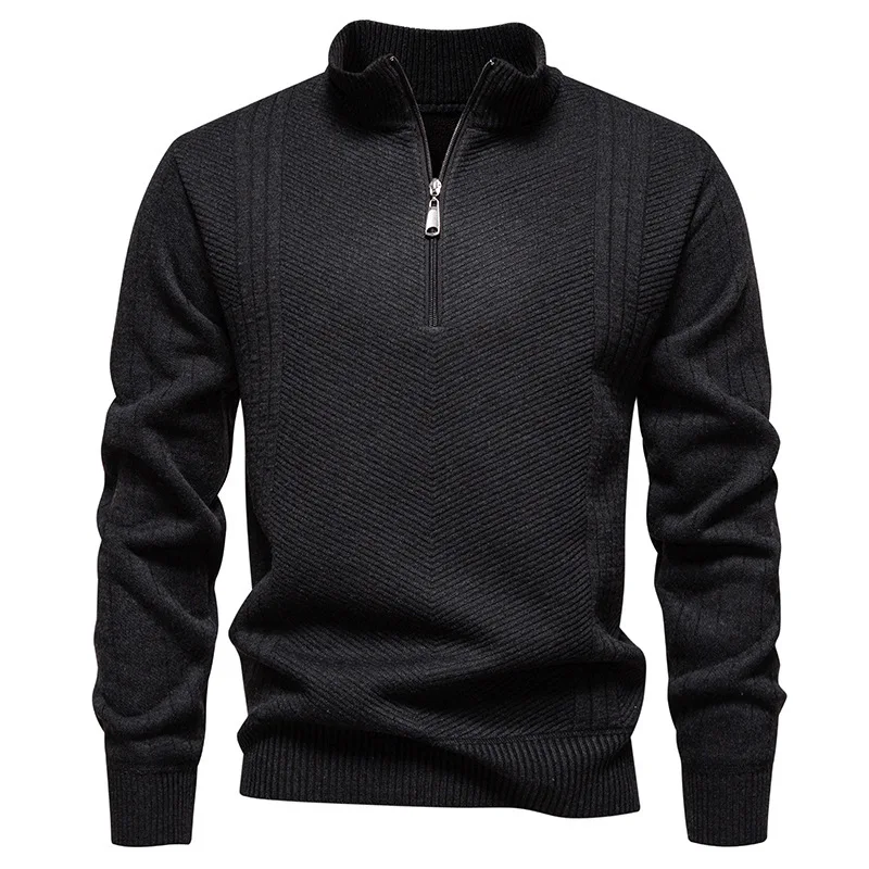 Fashion Men Sweater Autumn Winter Pullover Men's Casual Stand Collar Sweater Jacket