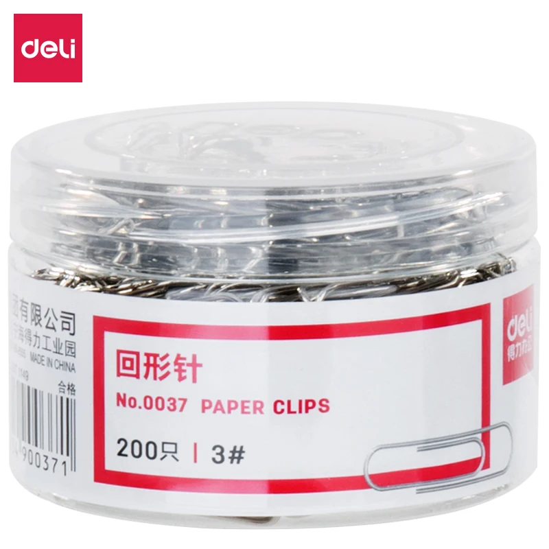 Deli Electroplated Metal Paper Clip Rust Proof Binding Office Stationery Silver Color Morandi Color Barrel Packaging