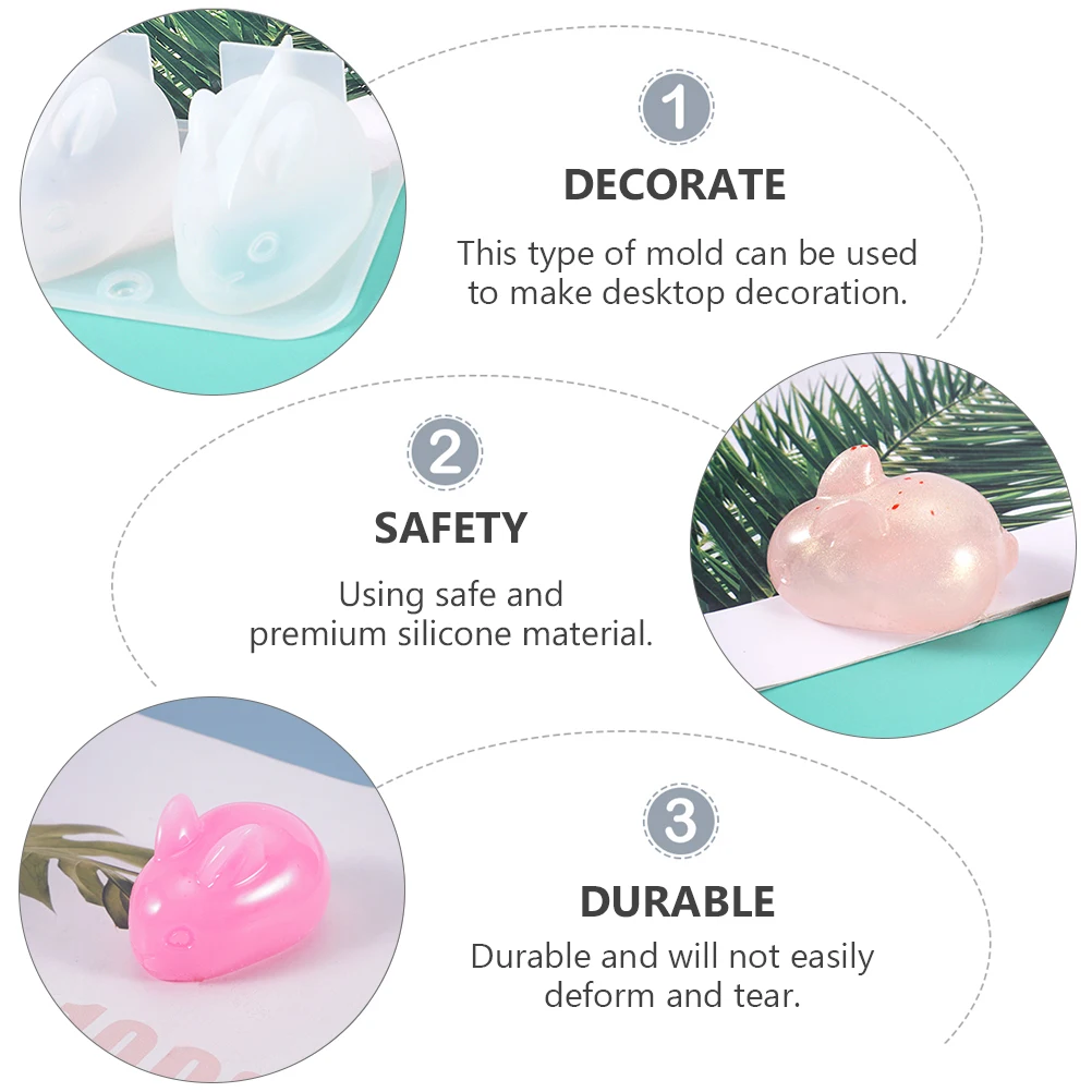 

3 pcs Little Rabbit Silicone Mold Crafts Mini Sphere Jelly Resin Silica Gel Baby DIY Handcraft Accessory Jewelry Part