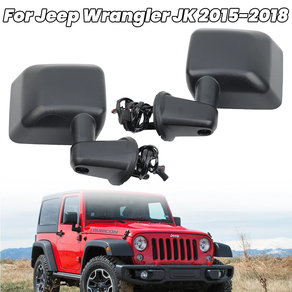 5 Pins Door Mirror Assembly For Jeep Wrangler JK 2015-2018 Textured Black With Heated Double Plug Side Mirror Car Accessories