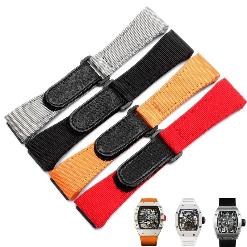 Canvas   Underskin High Density Knitting Watch Strap for Richard Mille 7750 25mm Underskin Cowhide Men Watchband