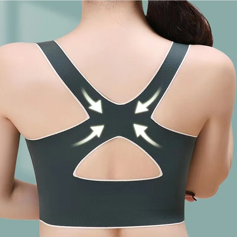 Cross Side Buckles Gather Shockproof Sports Vest Ladies Seamless Beauty Back Correction Yoga Fitness Running Sports Underwear Br