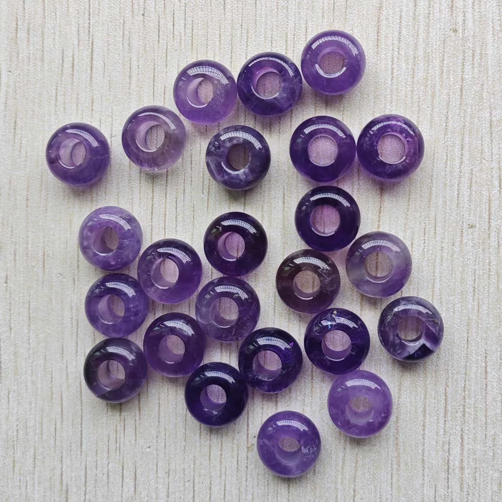 Fashion good quality natural stone round shape big hole Charms beads For Bracelet making 30pcs/lot  wholesale free