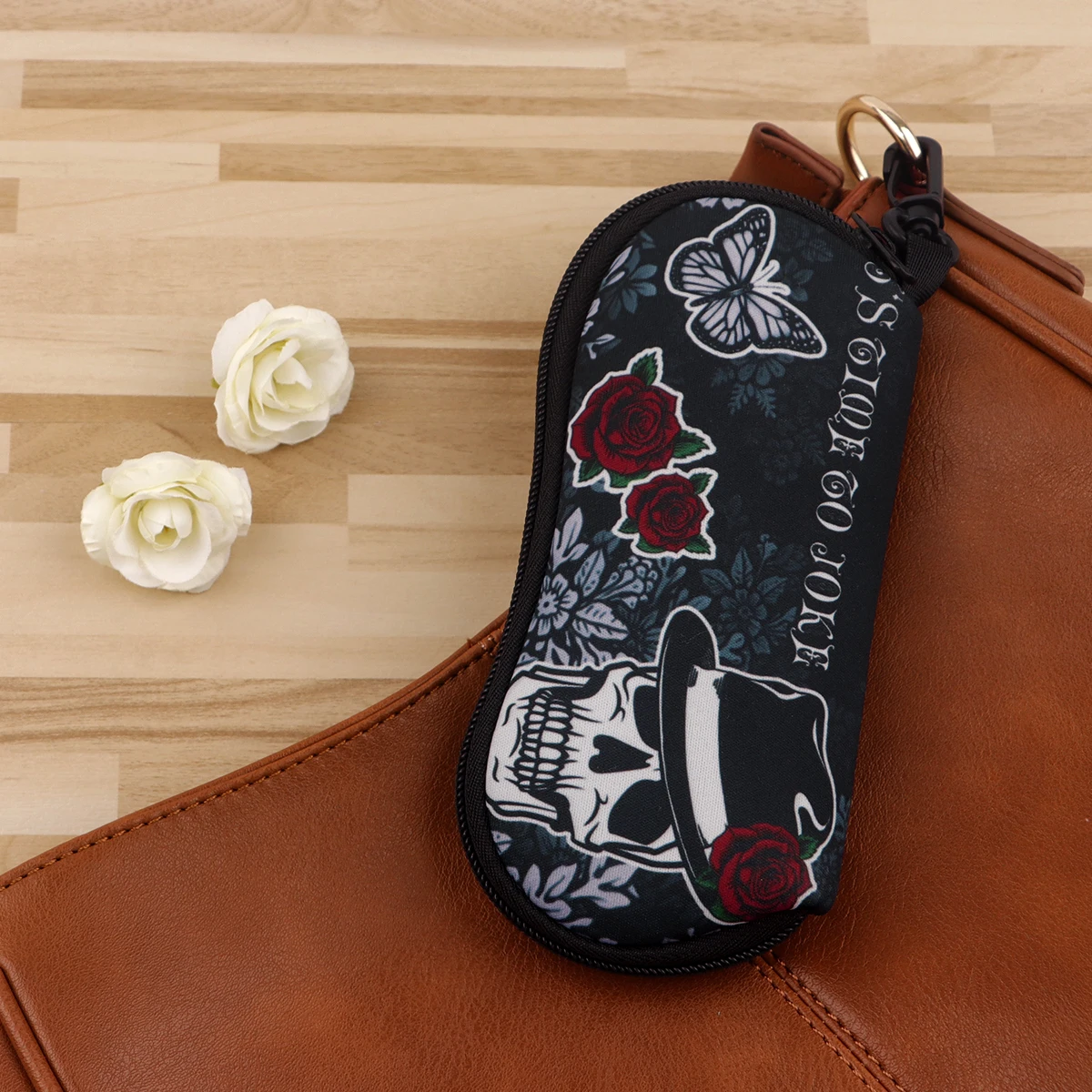 Horror Skeleton Style Sunglasses Bag Glasses Box Men Women Glasses Case Eyewear Case Zipper Fabric Glasses Box Halloween Gifts