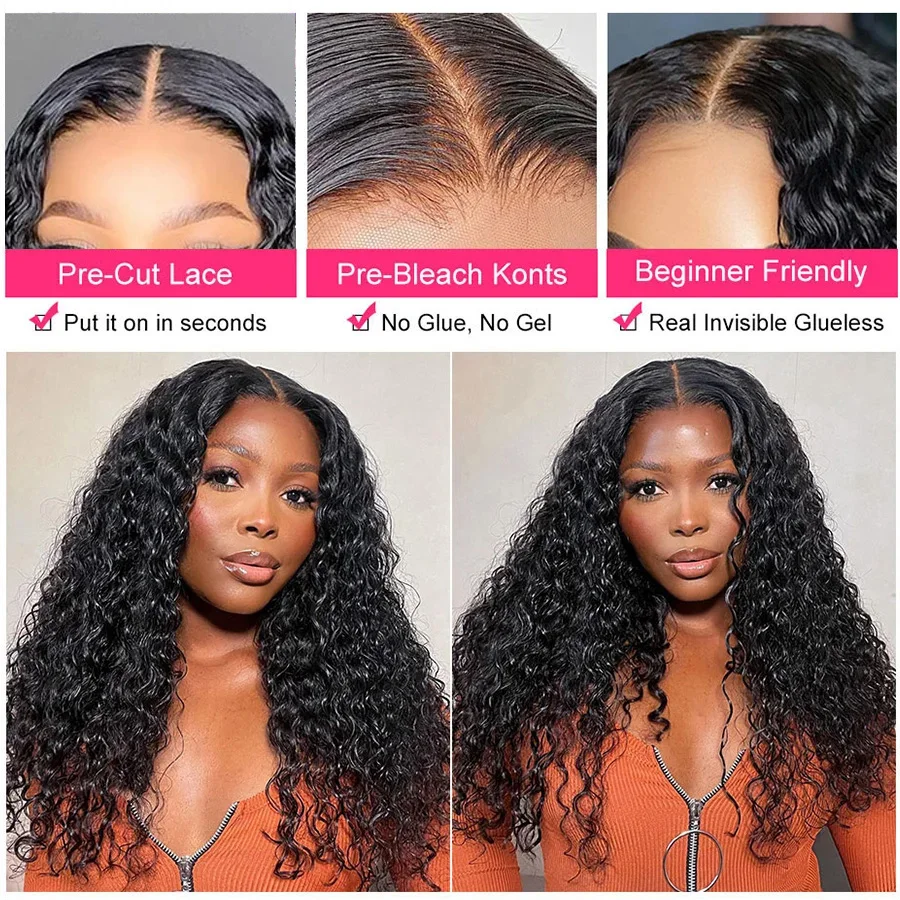 Glueless Wig Human Hair Ready To Wear Curly Wigs Human Hair Lace Frontal Wig Glueless Wig 100% Human Hair 5x5 Closure Wig