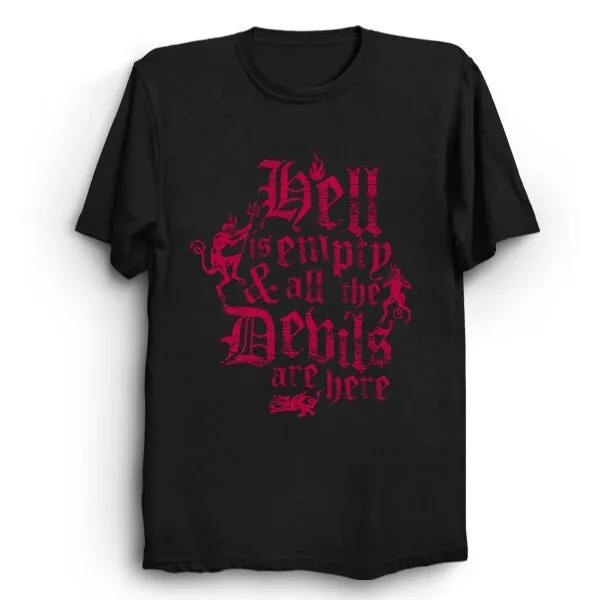 Hell is Empty T Shirt Tempest Vintage Distressed Gothic Shakespeare Quote