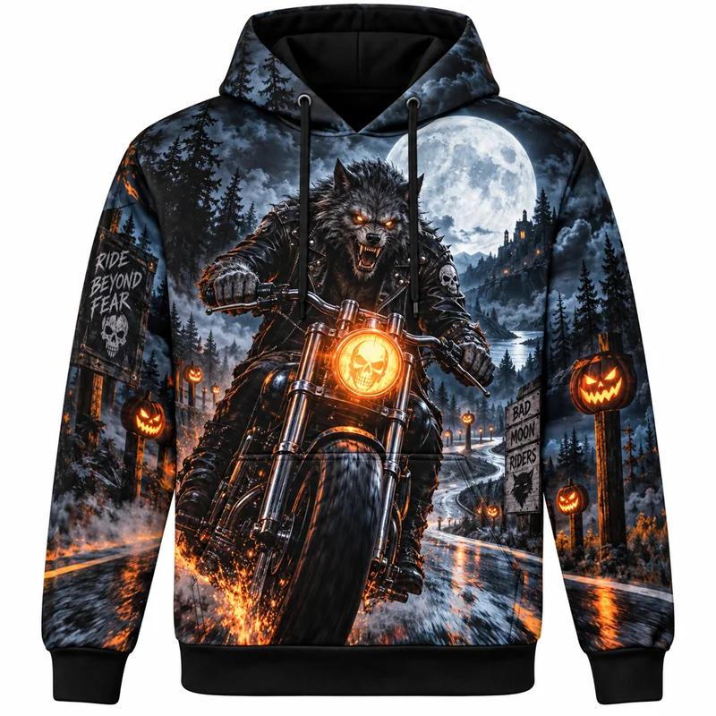 Halloween Hoodie Gothic Fantasy Graphic Sweatshirt Spooky Night Pumpkin Ghost Haunted Castle Magic Forest Vintage Streetwear