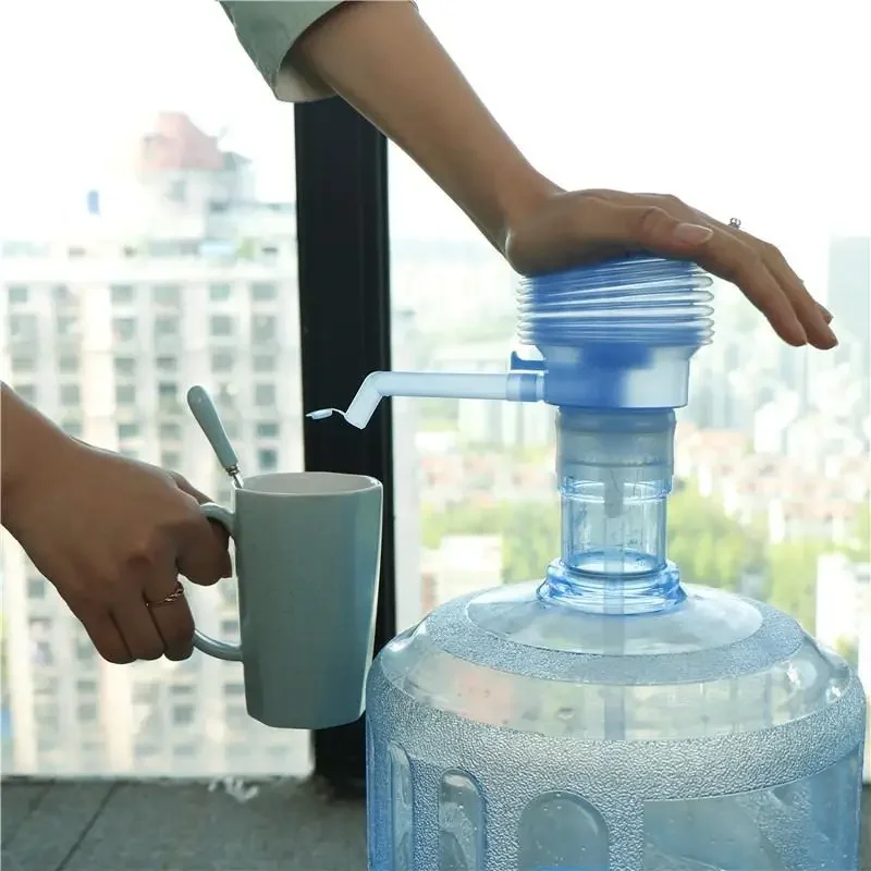 1PCS Portable Hand Press Manual Pump Bottled Drinking Water Bucket Dispenser with Removable Tube Vacuum Action Device