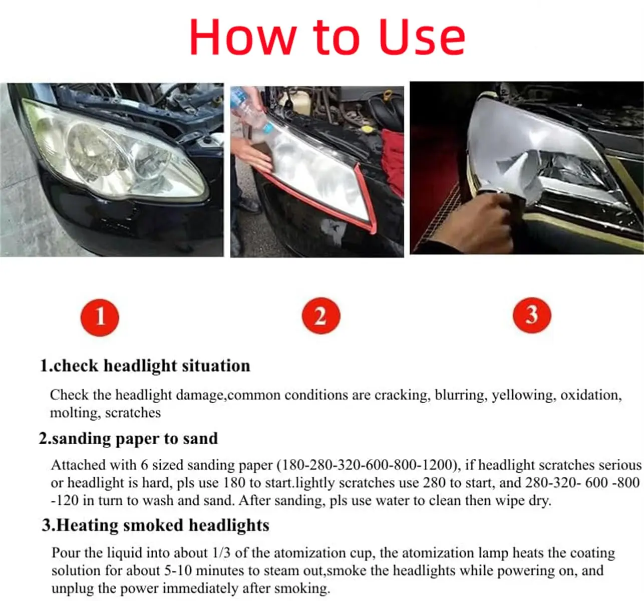 Chemical Polish Kit Headlight Liquid Polymer Headlights Polished Headlight Kit DIY Auto Tools Set For Polishing The Headlights