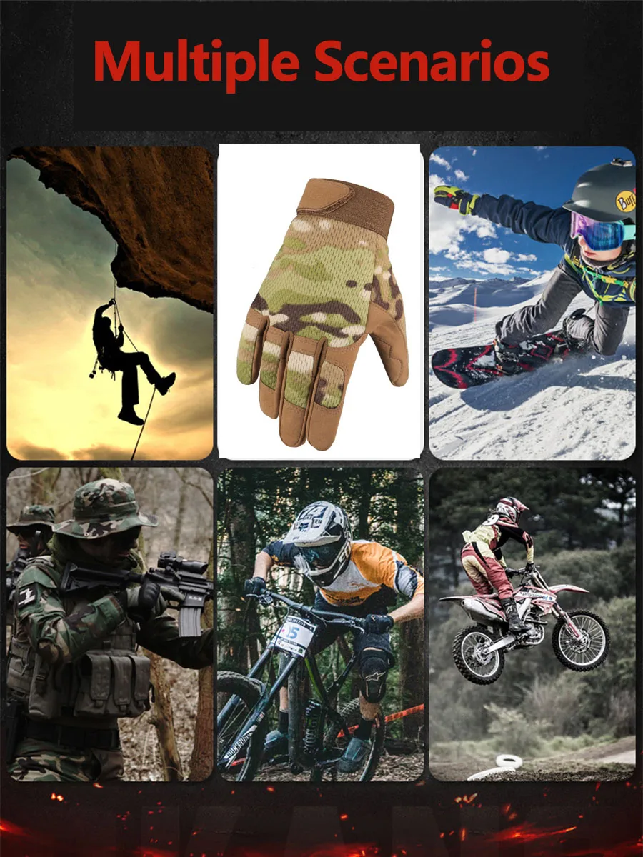 AliExpress NONE Men Tactical Gloves Touch Screen Sport Outdoor Paintball Combat Hiking Hunting Riding Bike Non-slip Breathable Cycling Equipment